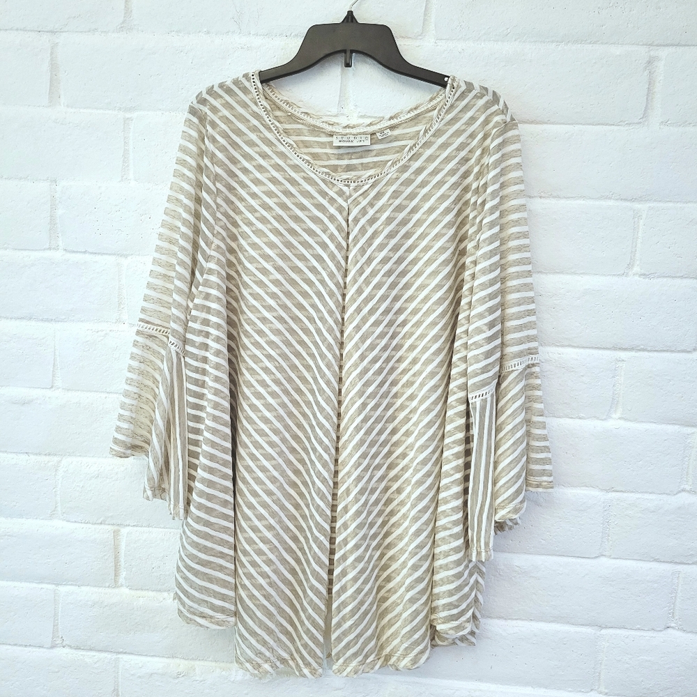Studio by JPR Plus Size Woman's Striped Top w/Bell Sleeves Size 3X